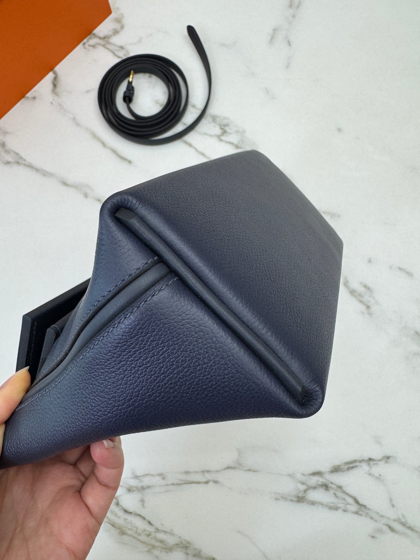 HERMES Mini 2424 午夜藍金扣 Evercolor 2Z Bleu Nuit GHW