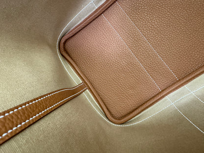 HERMES Garden Party 36 金棕拼風衣灰帆布 Negonda/ Canvas