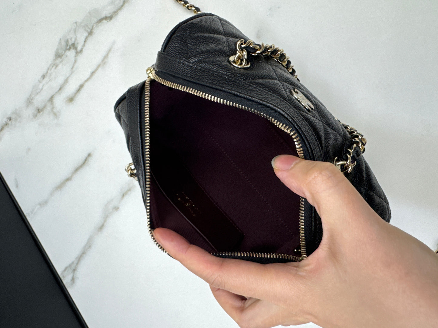 CHANEL 25P保齡球 黑色牛皮￼