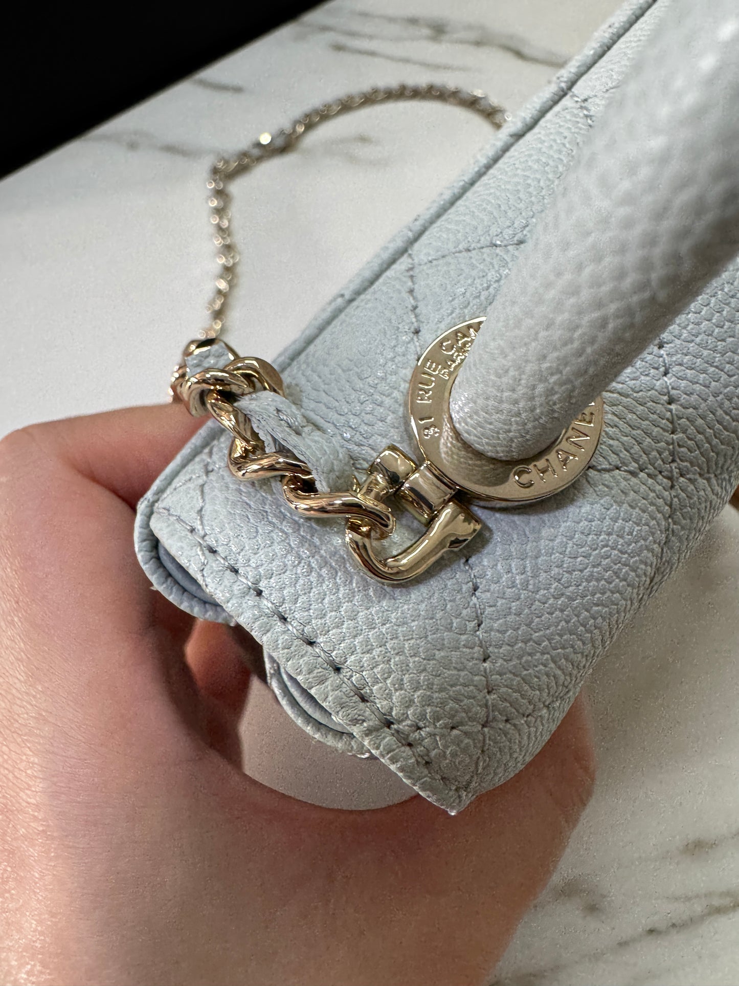 CHANEL 超Mini Coco Handle 24K 灰藍色