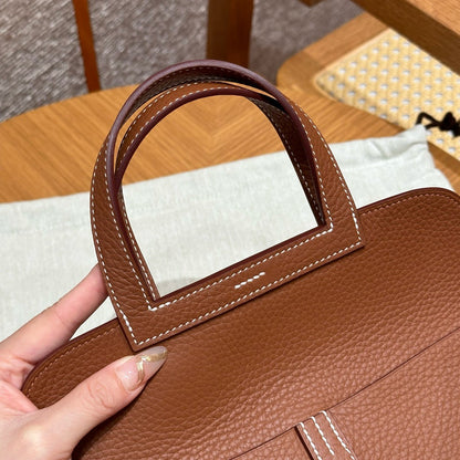 HERMES Halzan 25 金棕色 金扣 Gold TC