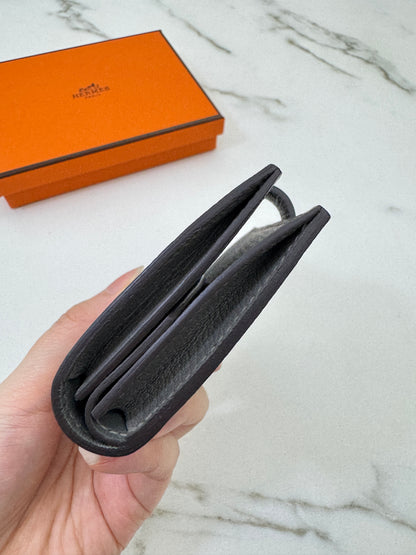 HERMES Bearn Mini Wallet 積雨雲灰山羊皮 金扣 Gris Meyer GHW