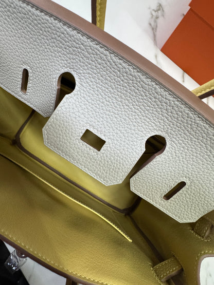 HERMES Birkin25 SO 珍珠灰拼小雞黃 Togo PHW