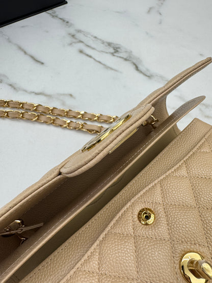 CHANEL CF23 Small 米杏色牛皮金扣 Beige Caviar Calfskin GHW