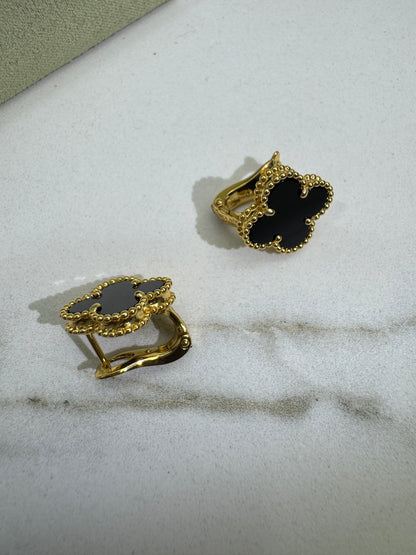 VCA Vintage Alhambra Earrings 黑玉髓