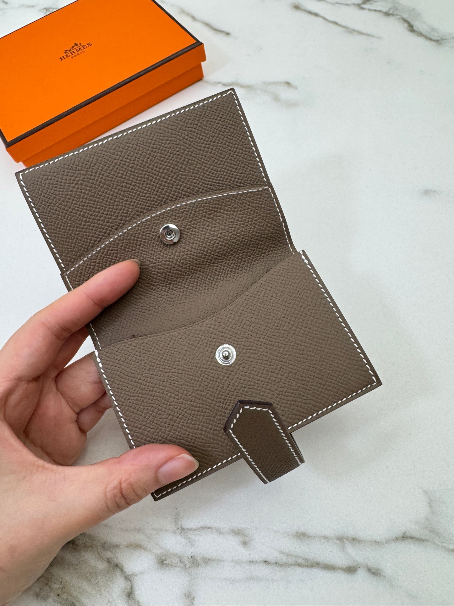 HERMES Bearn Mini Wallet 散紙位 大象灰銀扣 Epsom PHW