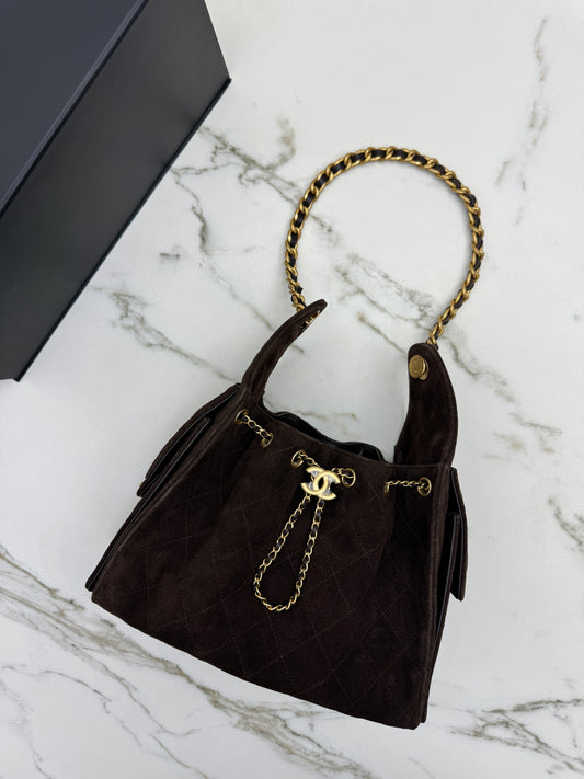 CHANEL 25Bag 麂皮深棕色 Small