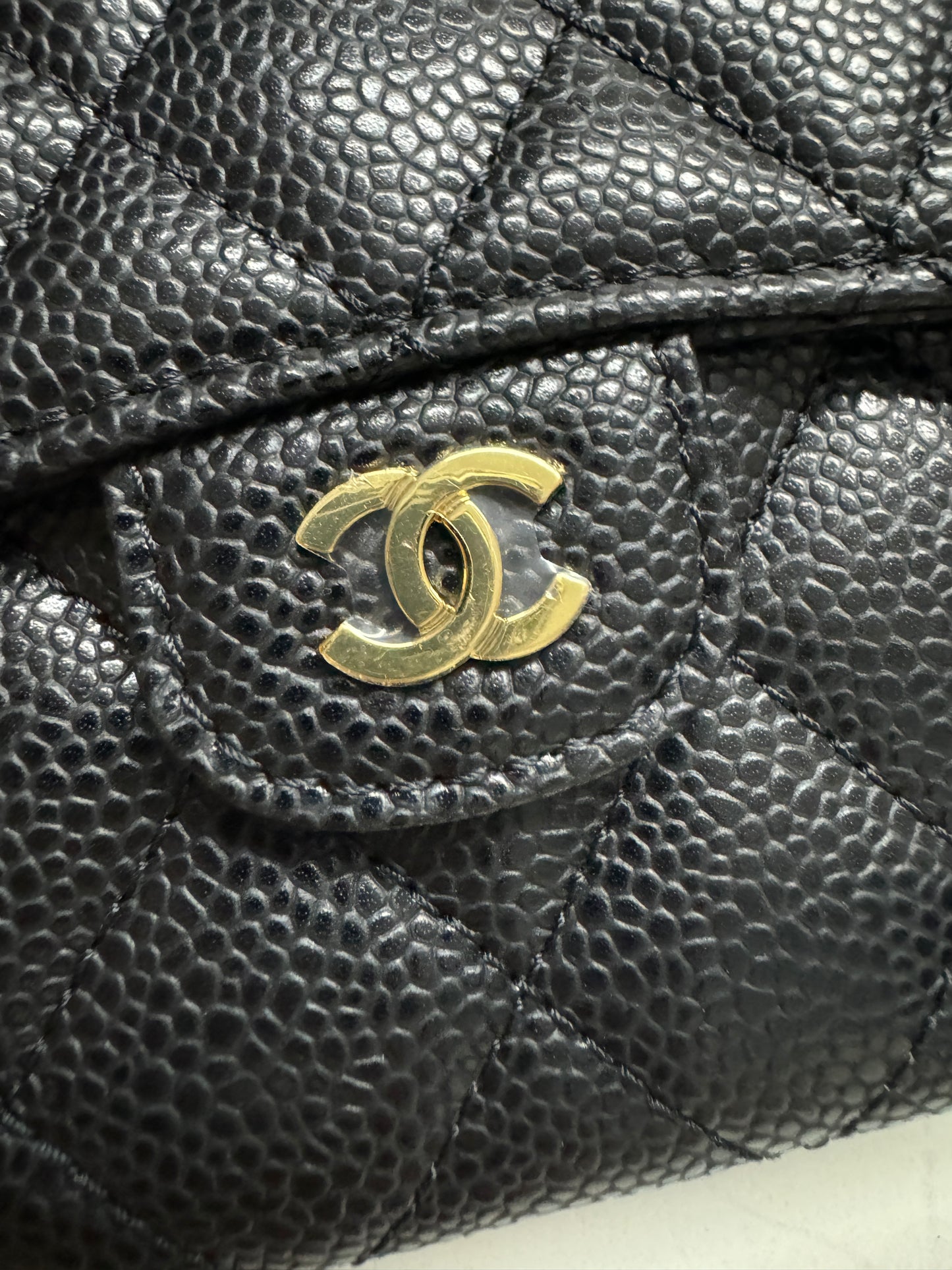 CHANEL CF三摺錢包 黑金 HAAS牛皮