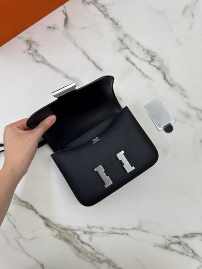 HERMES Mini Constance 黑銀 Noir Epsom PHW