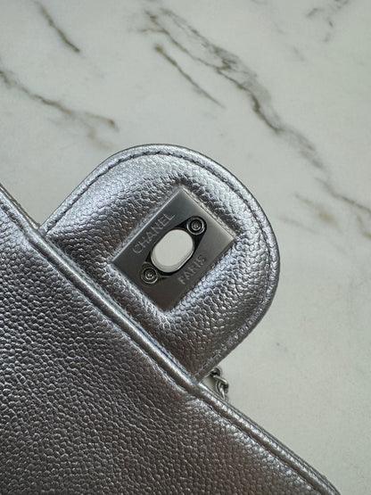 CHANEL 25B調節扣 銀色方胖子 Mini CF Square Caviar Calfskin