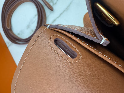 HERMES Halzan 25 金棕色金扣 TC Gold GHW