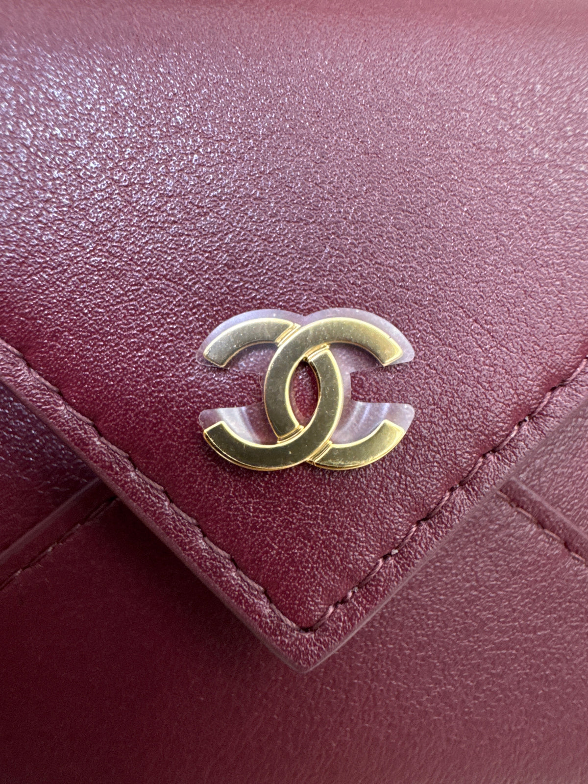 CHANEL 26X 信封卡包包掛 酒紅