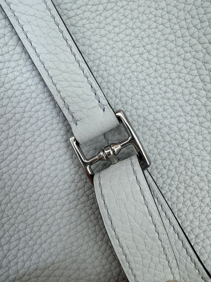 HERMES Halzan 25 聖杯藍銀扣 Bleu Pale