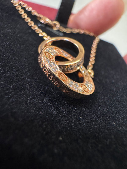 CARTIER Love Necklace 滿天星小圓餅項鏈 玫瑰金