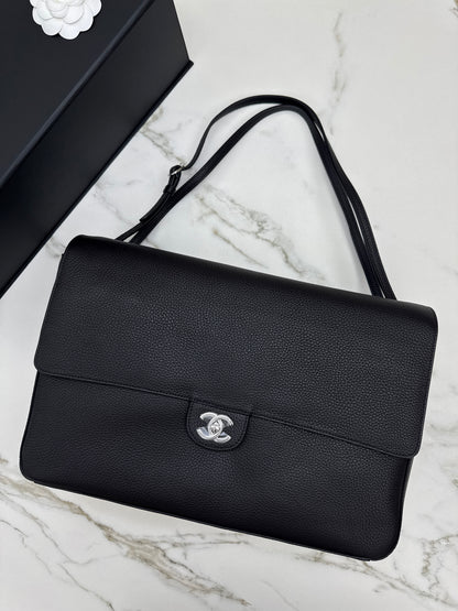CHANEL Maxi Flap 大號38cm 黑銀