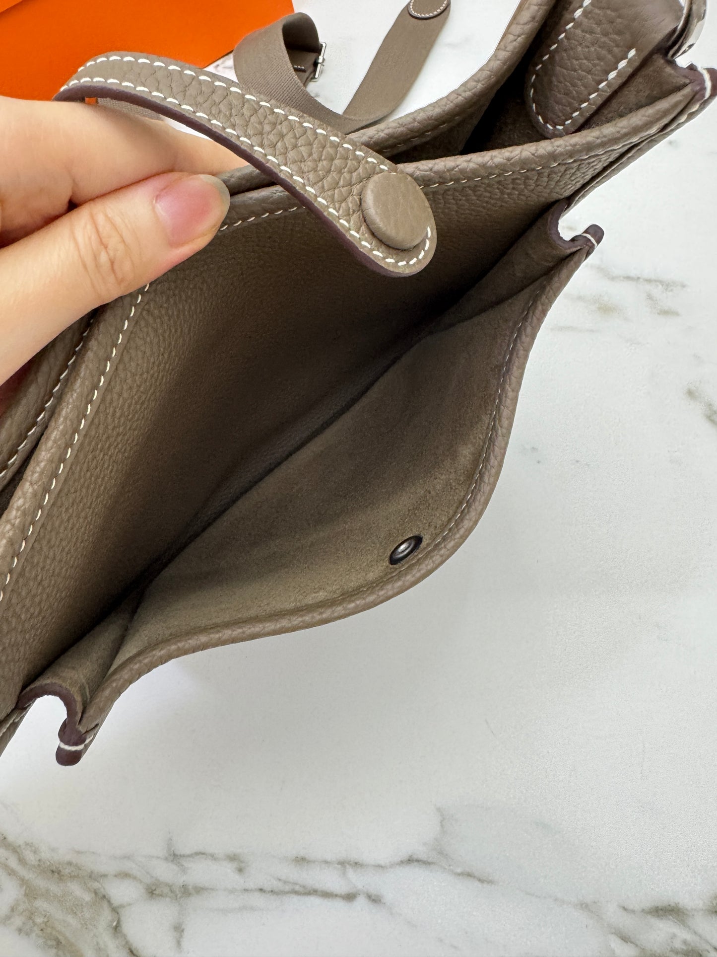 HERMES Evelyne 23 大象灰銀扣 Etoupe TC PHW