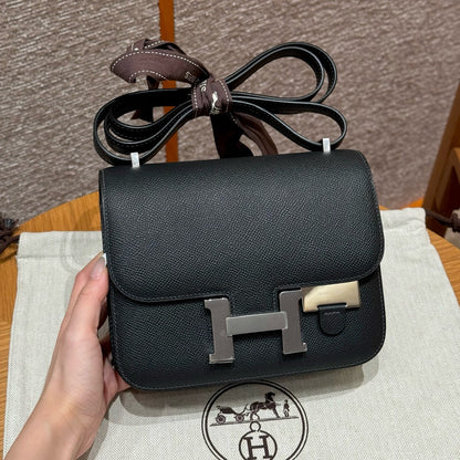 HERMES Mini Constance 鏡子款 黑銀 Epsom