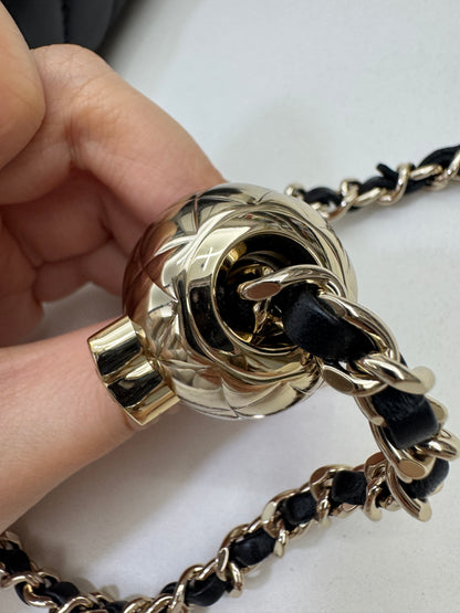 CHANEL 25K亮面淺金球 Mini CF20 Pearl Crush
