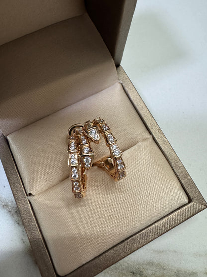BVLGARI Serpenti 玫瑰金色滿鑽耳環