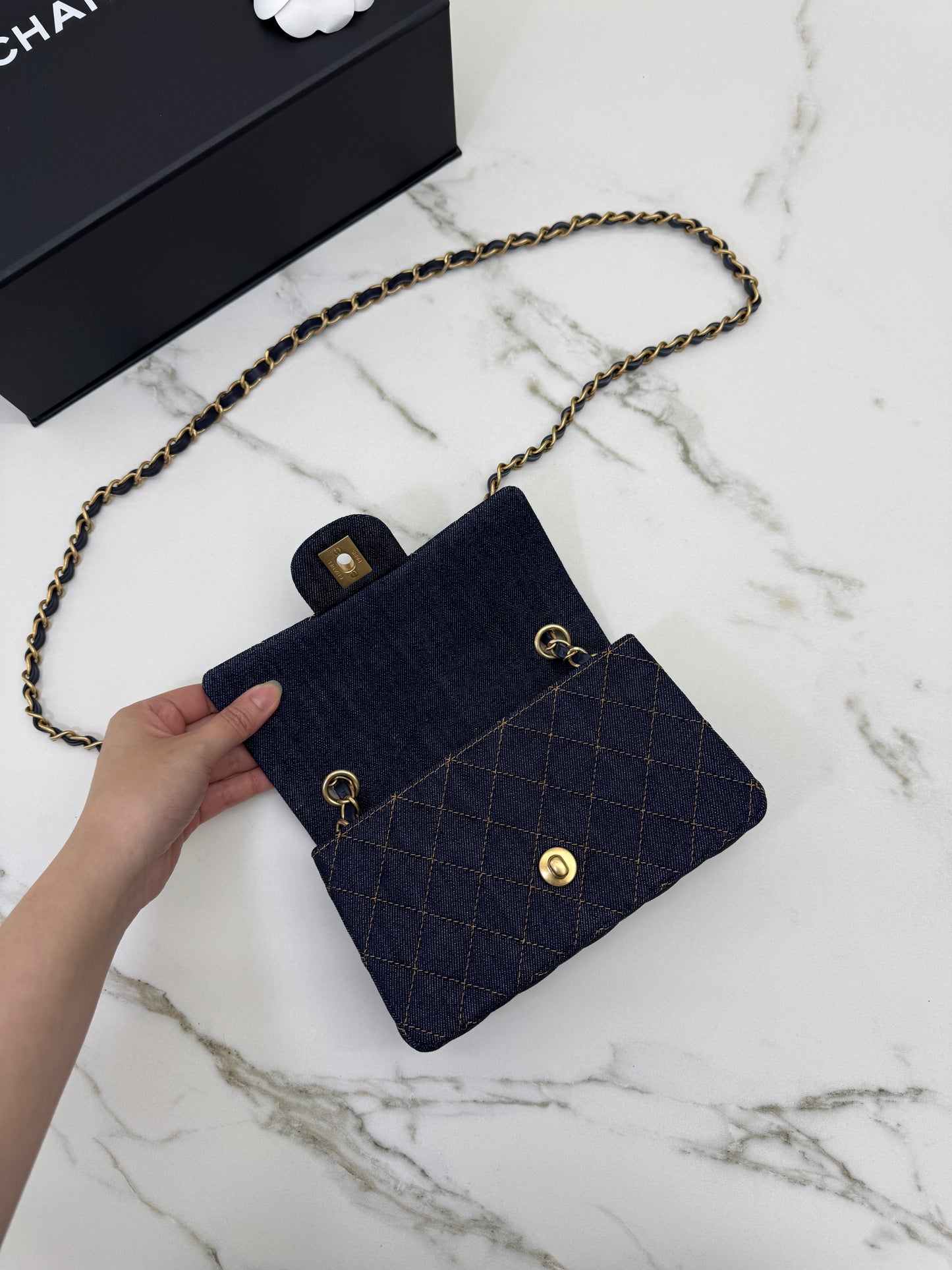 CHANEL 26P 深藍牛仔 Mini CF20