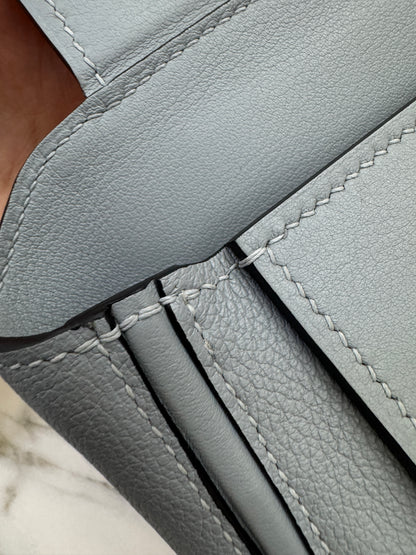 HERMES Mini 2424 木偶灰銀扣 Evercolor Gris Platin PHW