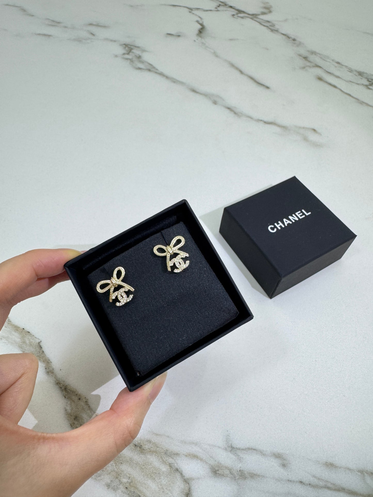 CHANEL 25K 蝴蝶結項鏈 淺金色