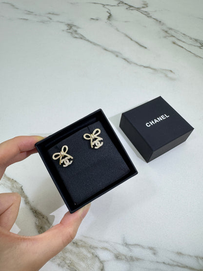CHANEL 25K 蝴蝶結項鏈 淺金色