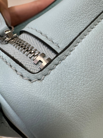HERMES Mini Lindy 霧霾藍T0 銀扣 swift