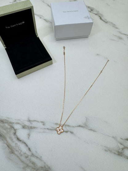 VCA Vintage Alhambra Necklace 滿鑽玫瑰金項鏈