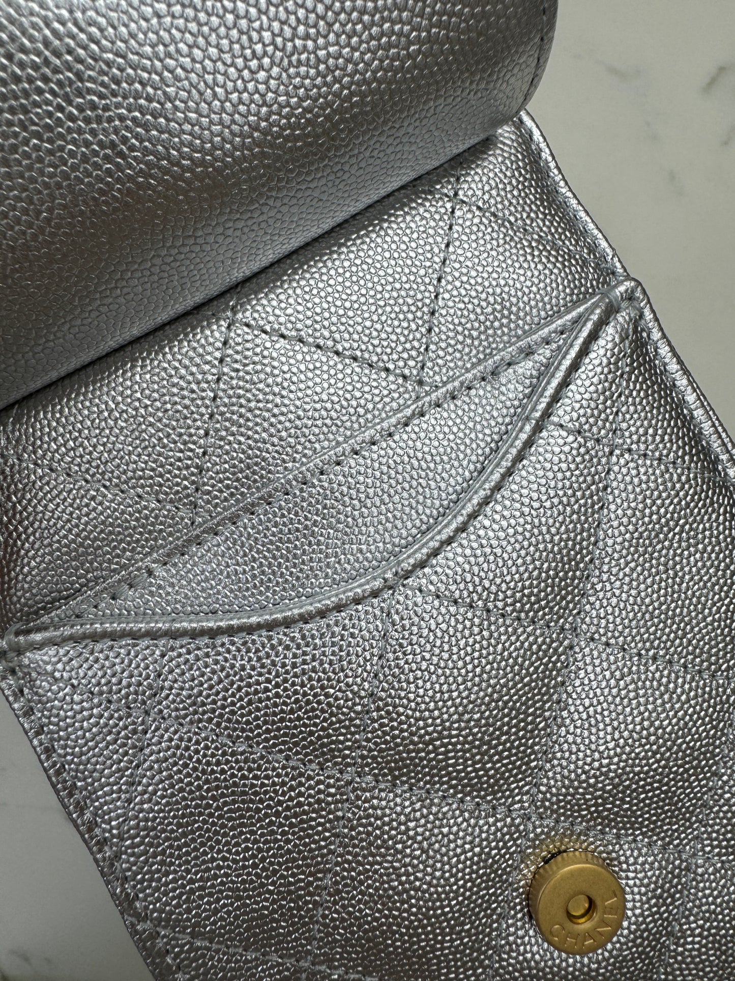 CHANEL 25Bag Small 銀色荔枝皮