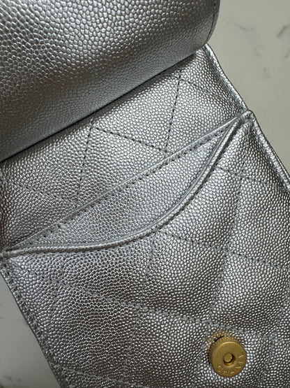 CHANEL 25Bag Small 銀色荔枝皮