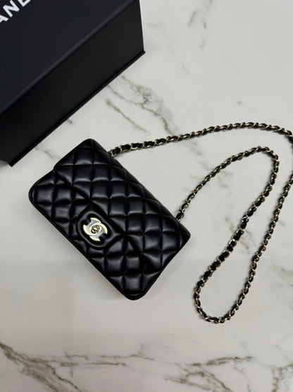 CHANEL CF20 羊皮 黑色淡金扣