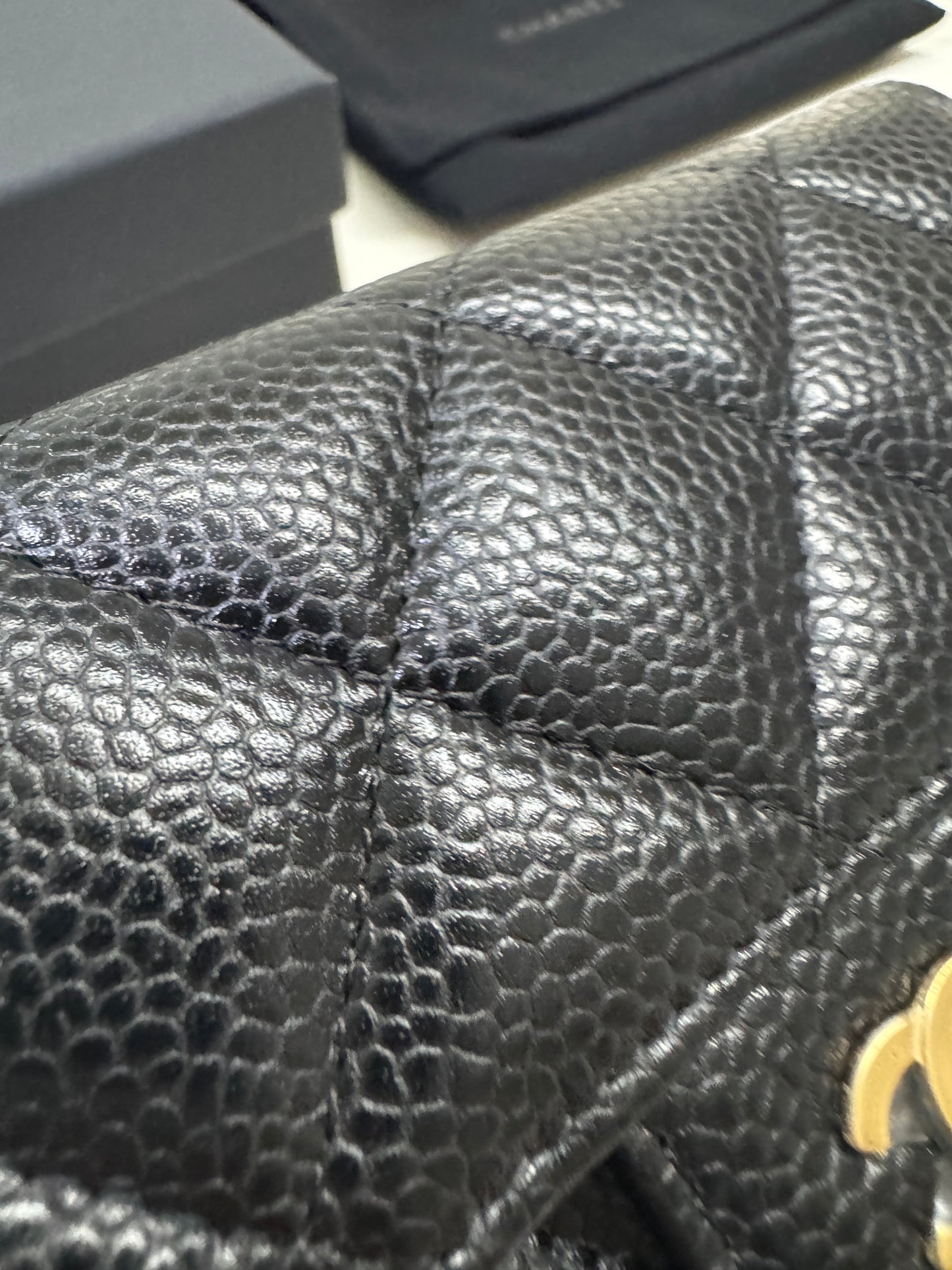 CHANEL CF三摺錢包 黑金牛