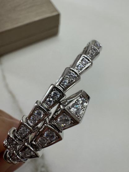 BVLGARI Serpenti 滿鑽手鐲 白金色