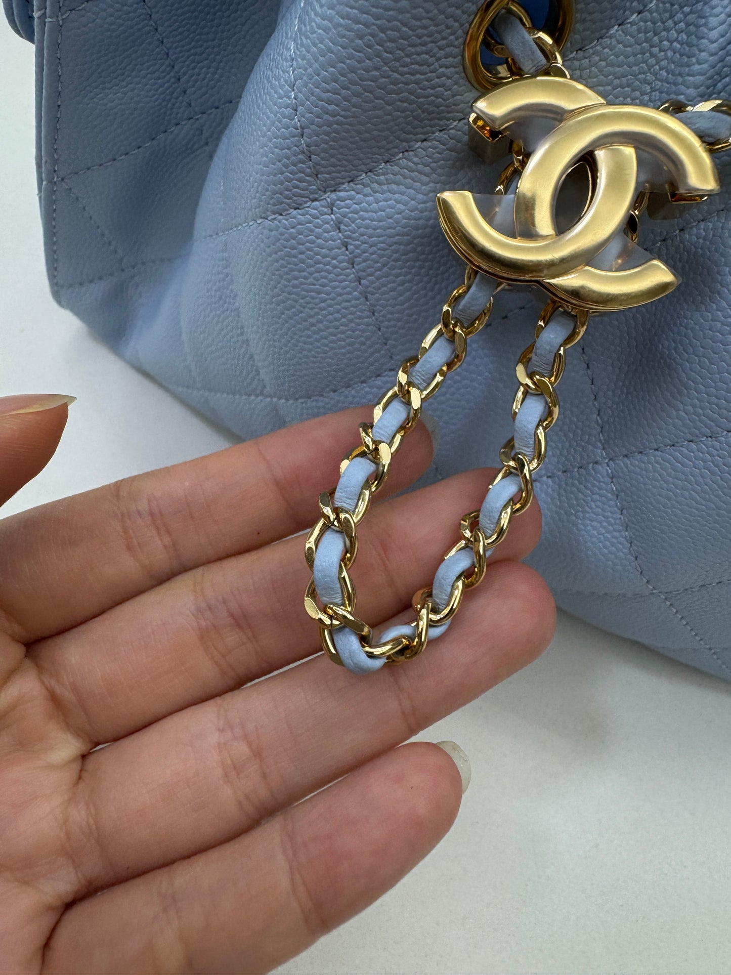 CHANEL Mini 25Bag 26A Baby Blue 亮金扣
