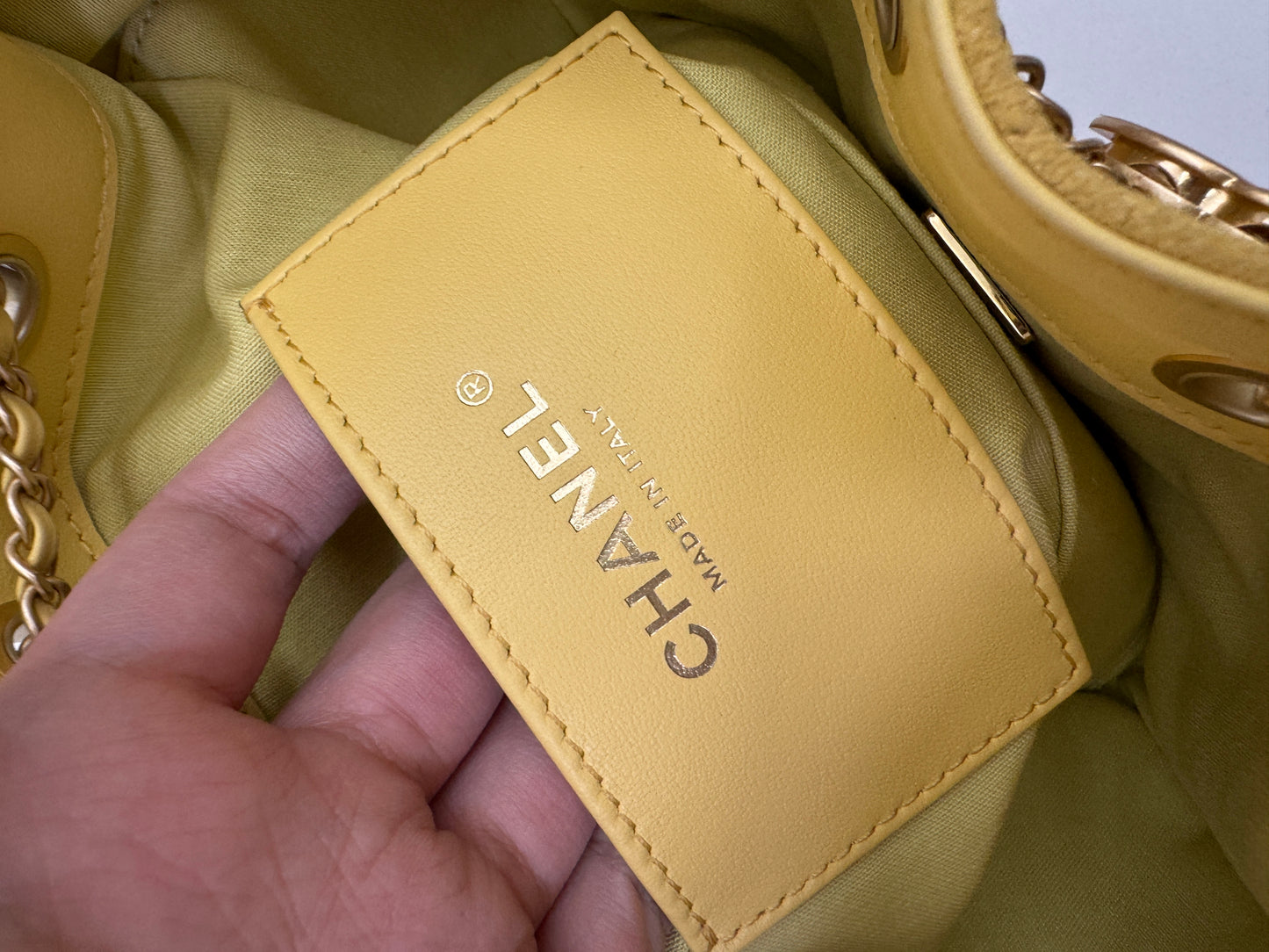 CHANEL Mini 25Bag 麂皮黃色