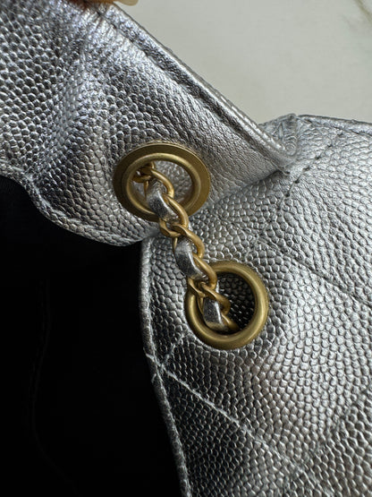 CHANEL 25Bag Small 銀色荔枝皮