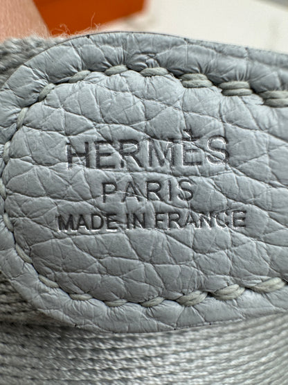 HERMES Mini Evelyne 霧霾藍銀扣 T0 Bleu Brume PHW