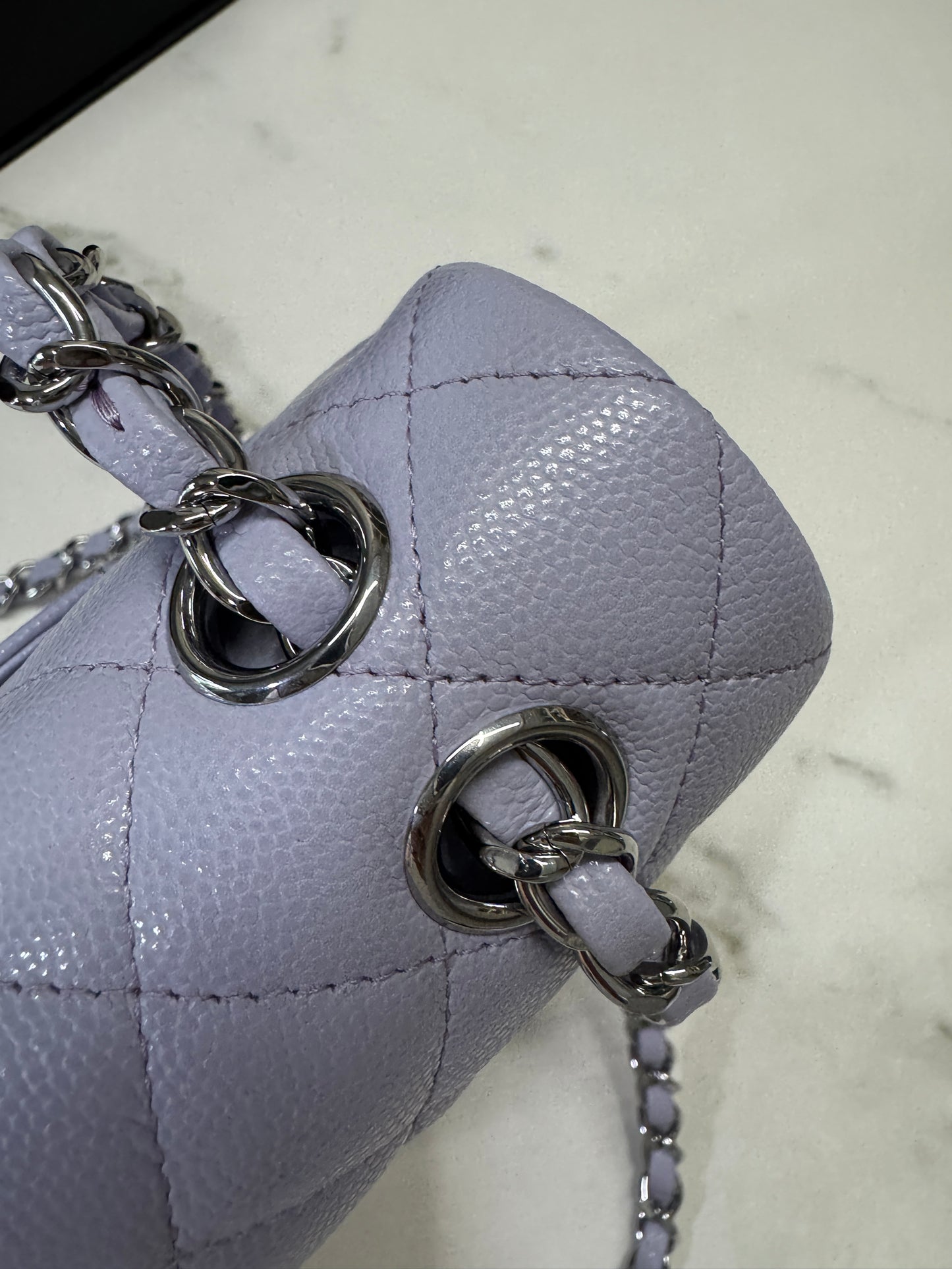 CHANEL CF25 Medium 21K香芋紫銀扣 牛皮 caviar