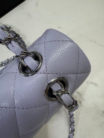 CHANEL CF25 Medium 21K香芋紫銀扣 牛皮 caviar