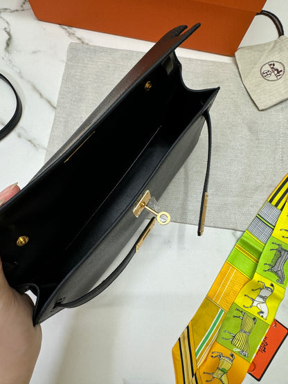 HERMES Kelly Elan 黑金 山羊皮 Mysore