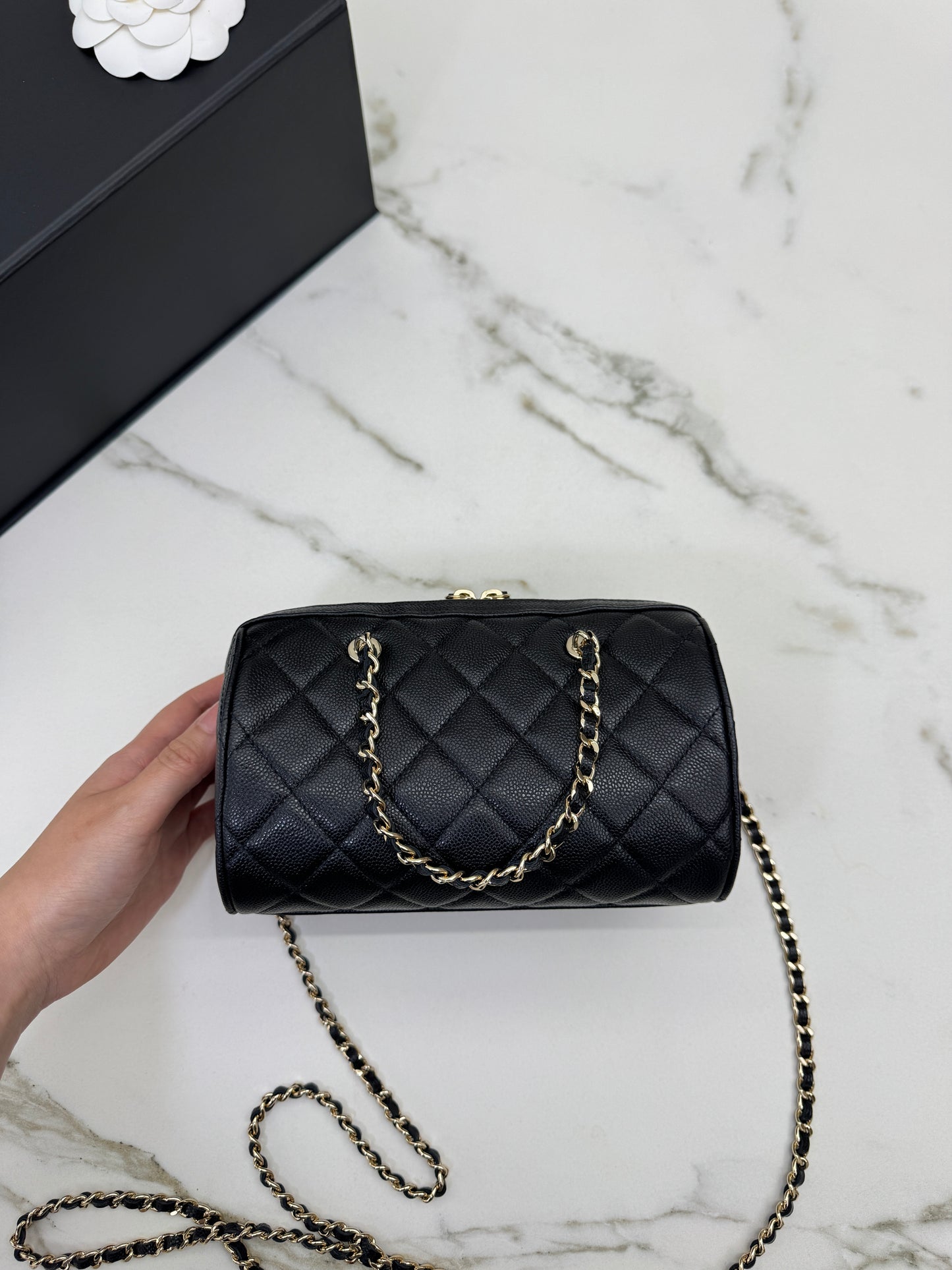 CHANEL 25P保齡球 黑色牛皮￼