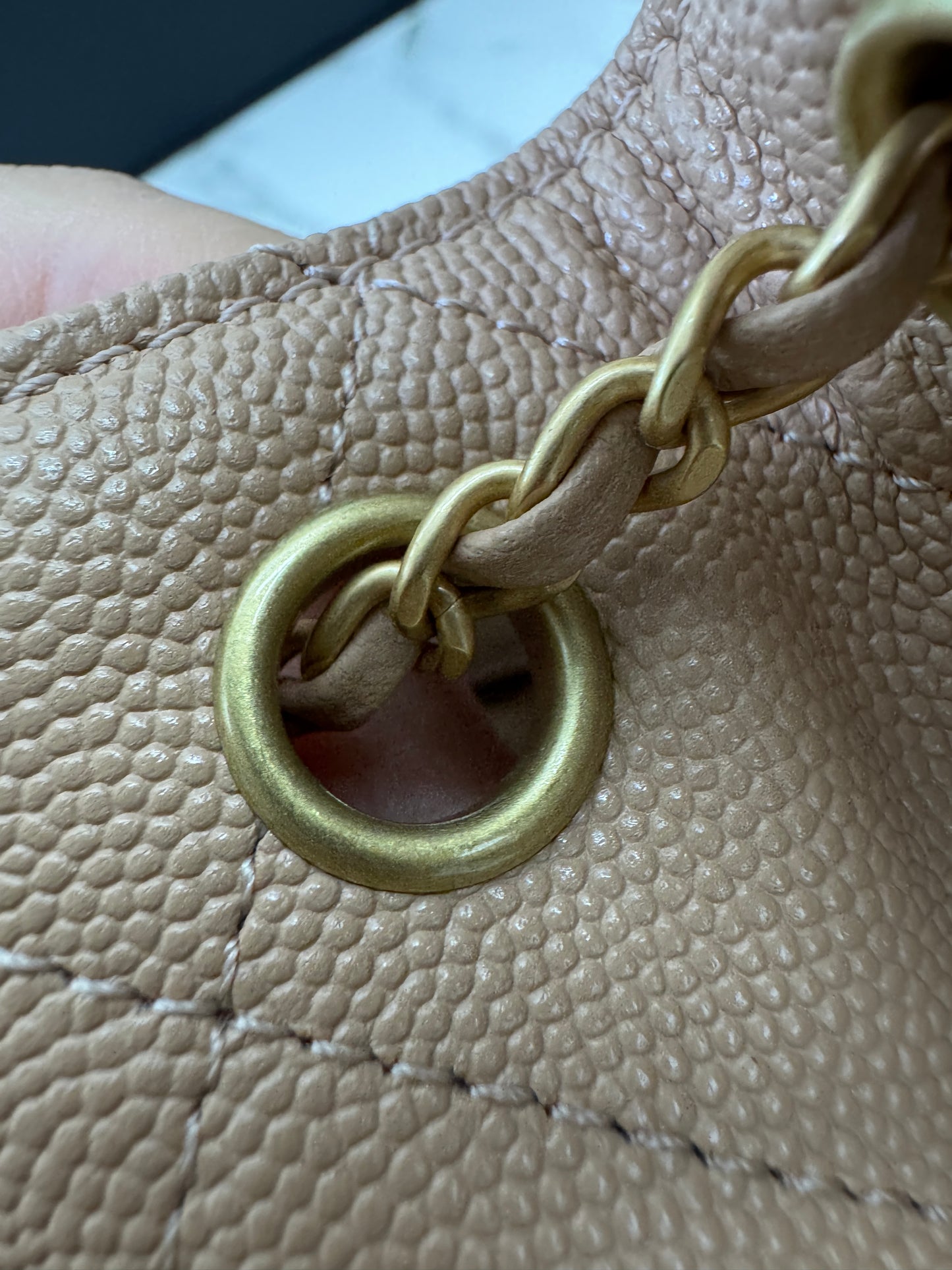 CHANEL Mini 25Bag 奶茶杏荔枝皮 Caviar Calfskin