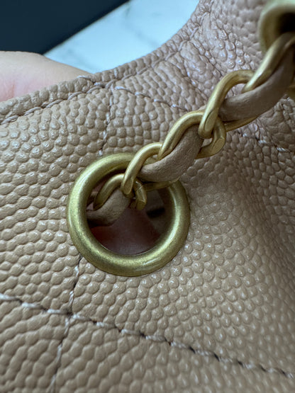 CHANEL Mini 25Bag 奶茶杏荔枝皮 Caviar Calfskin