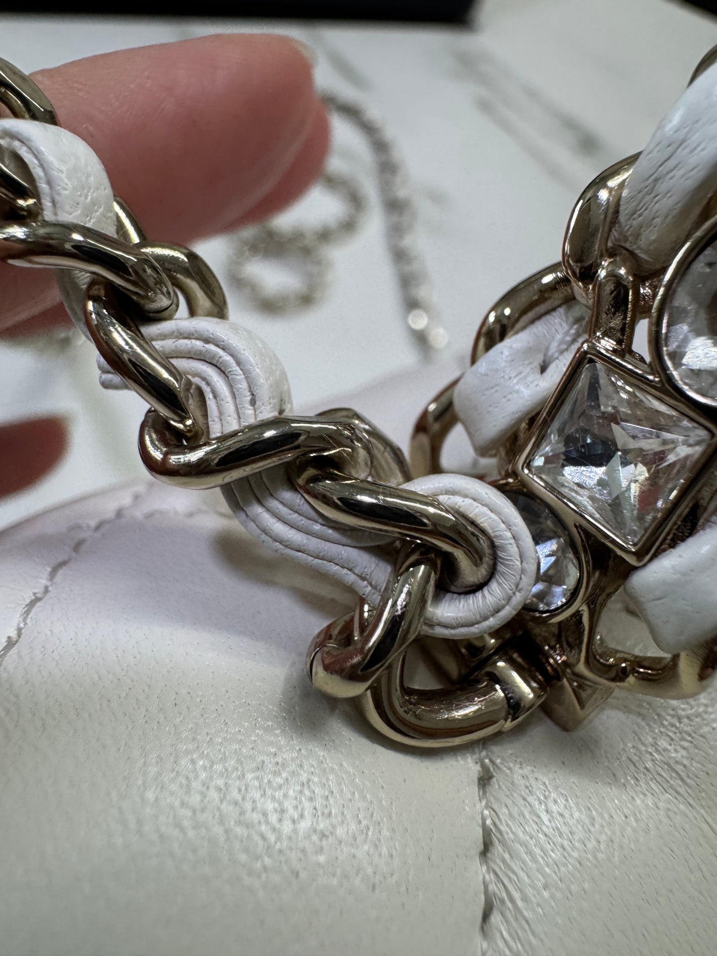 CHANEL 23A水鑽手柄 Mini CF Handle 白色