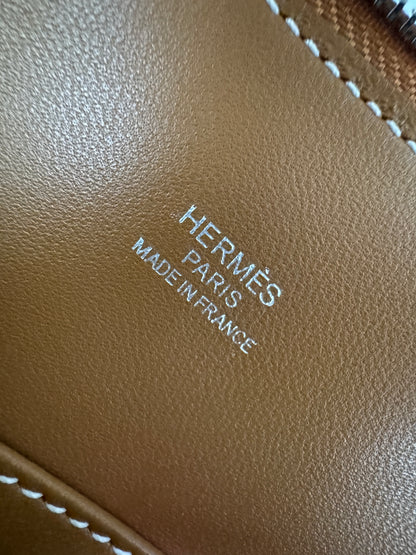 HERMES Mini Bolide 金棕色山羊皮 銀扣 Cherve Gold PHW