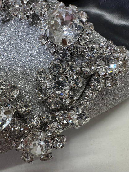 RV 銀色細閃 鑽扣高跟鞋 6cm