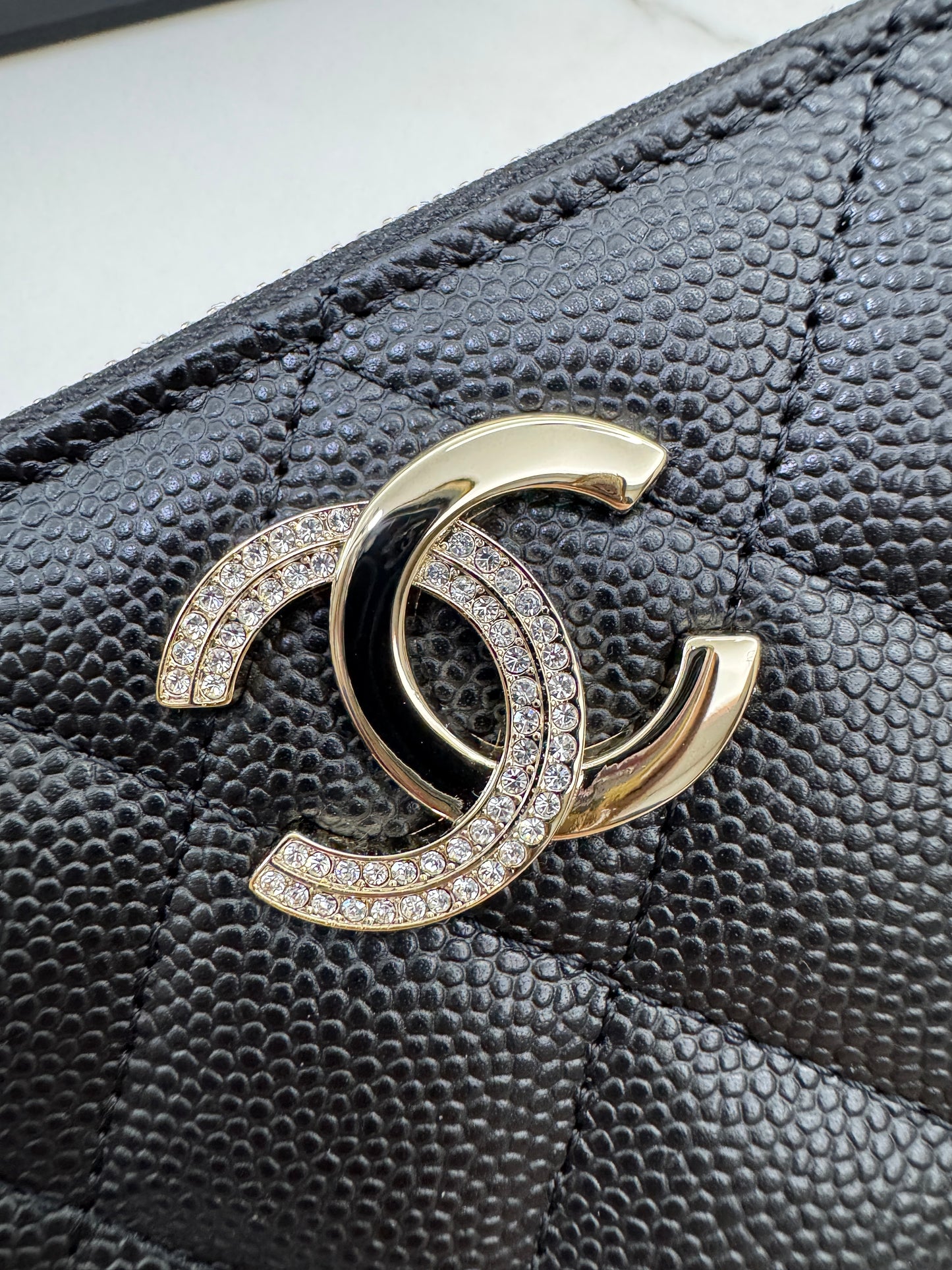 CHANEL 24B半鑽扣 加大零錢包 可放對摺紙幣