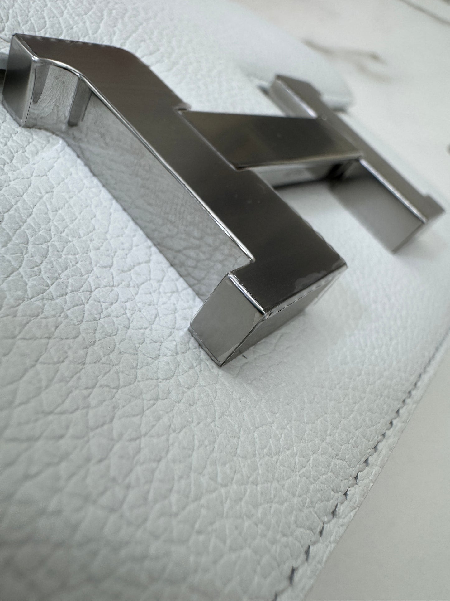 HERMES Mini Constance 新白色 銀扣 Evercolor 0U New White PHW