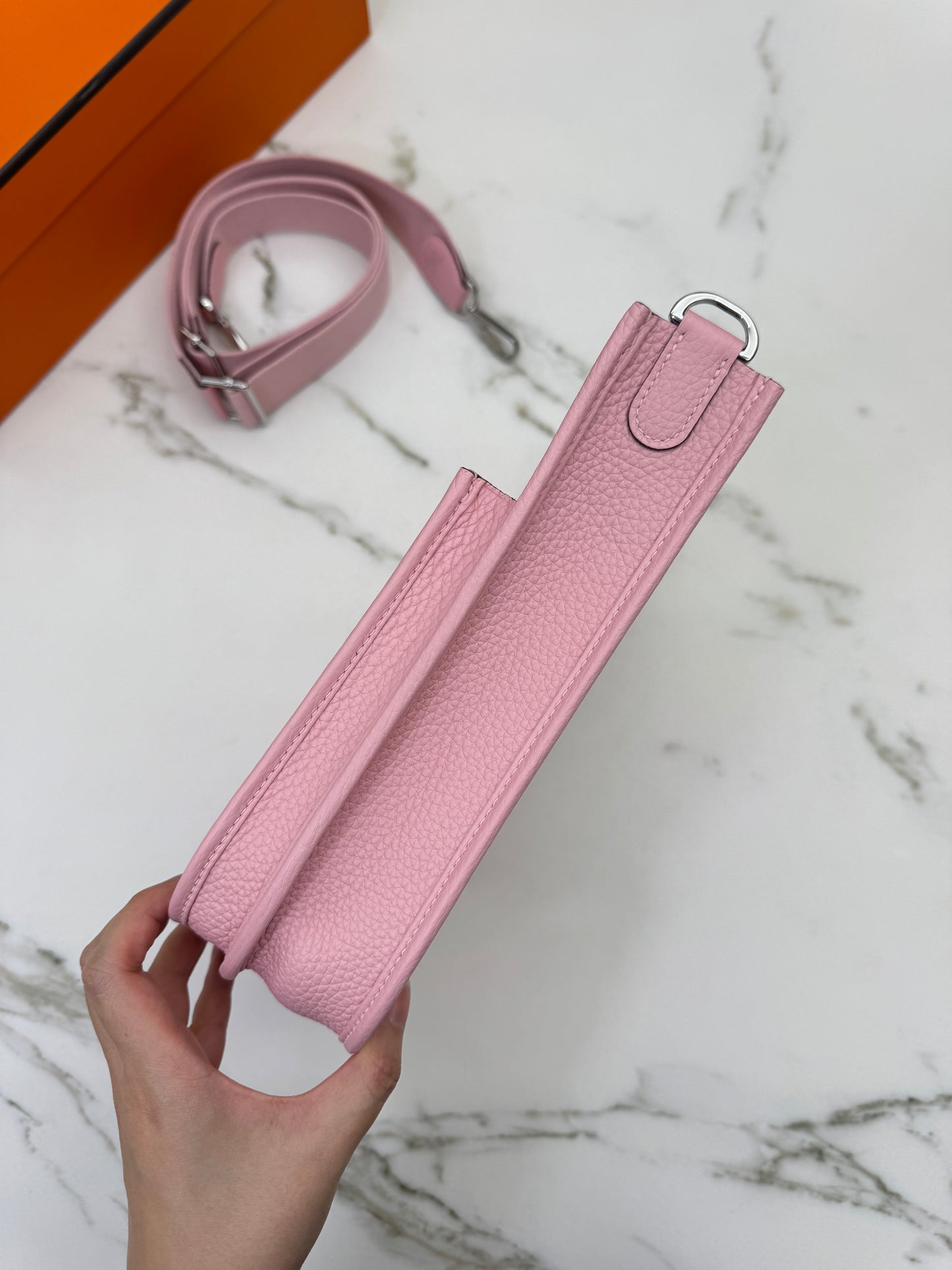 HERMES Evelyne 23 櫻花粉銀扣 3Q Rose Sakura PHW